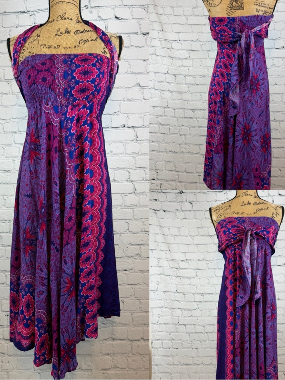 India Boutique Elastic Bodice Side Ties Asymetrical Dress